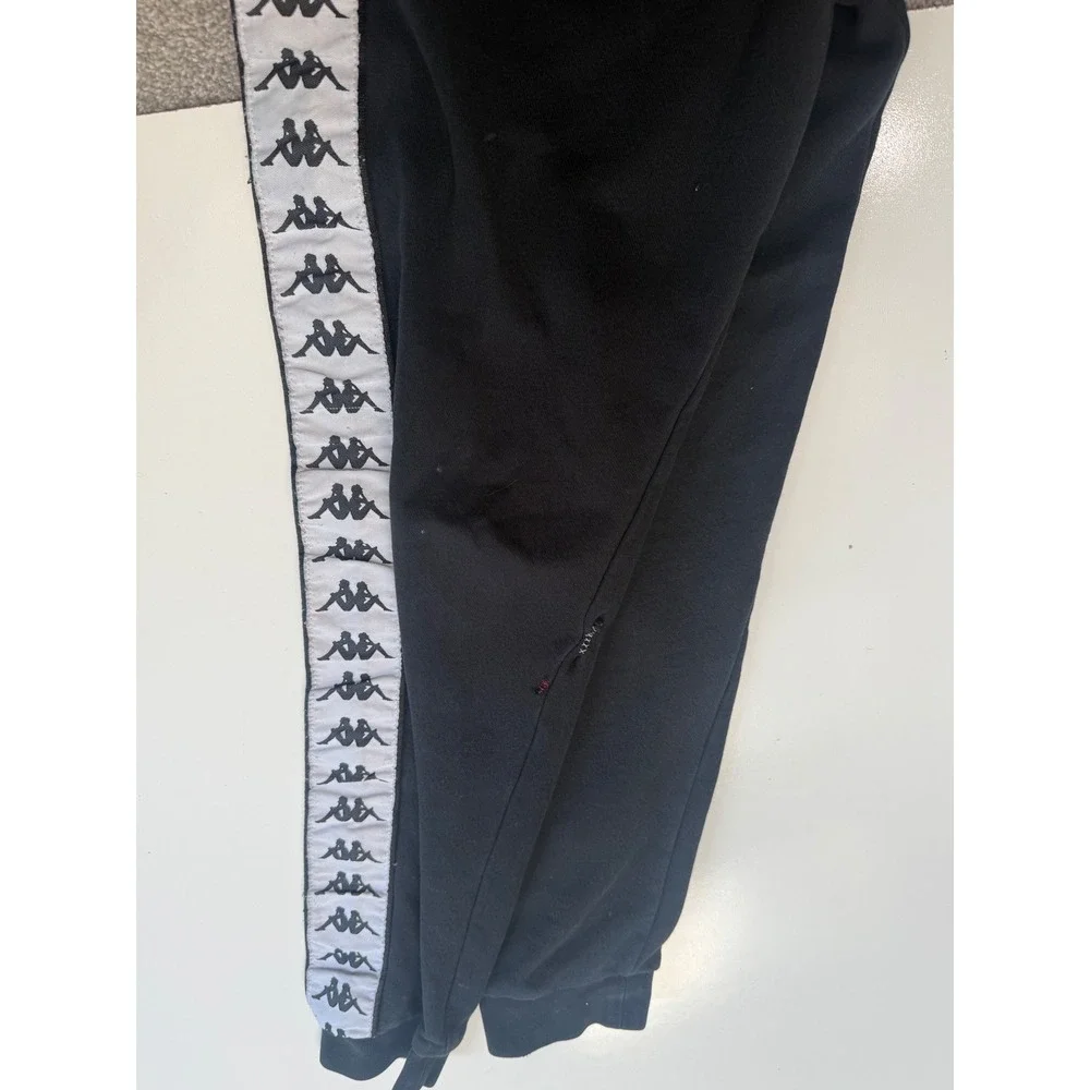 Kappa Banda Astoria Track Pants Black Logo Tape Joggers Mens Medium Sweatpants
